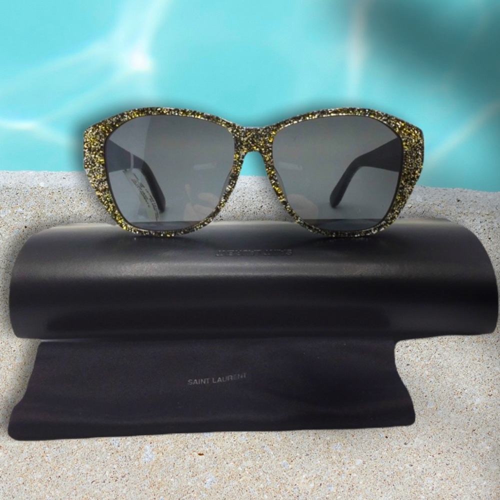 YSL Saint Laurent Sunglasses Silver Gold Sparkle Sunglasses